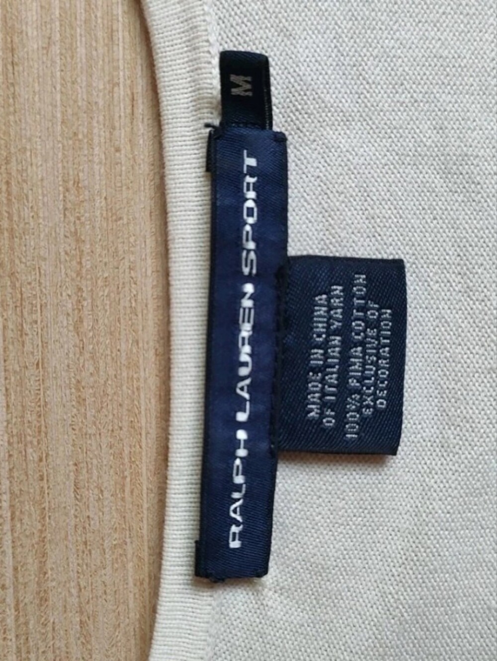 Ralph Lauren Knit Beige Cream Pullover Sweater Pima Cotton Embroidered Logo M - Picture 15 of 16